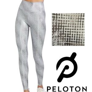 Peloton Show Up Silver Foil Metallic High Rise W Athletic Leggings XL StylePS121